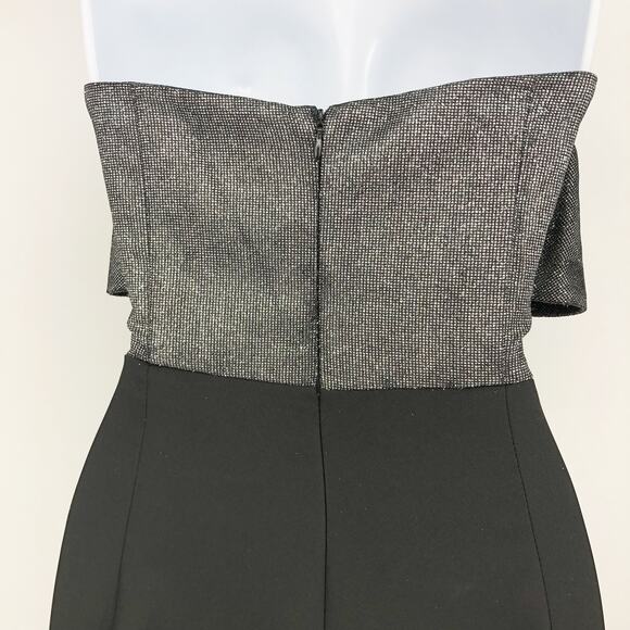 SAM EDELMAN Women Cady Jumpsuit 8 Black Silver Metallic Bow Strapless NWOT - Picture 11 of 15